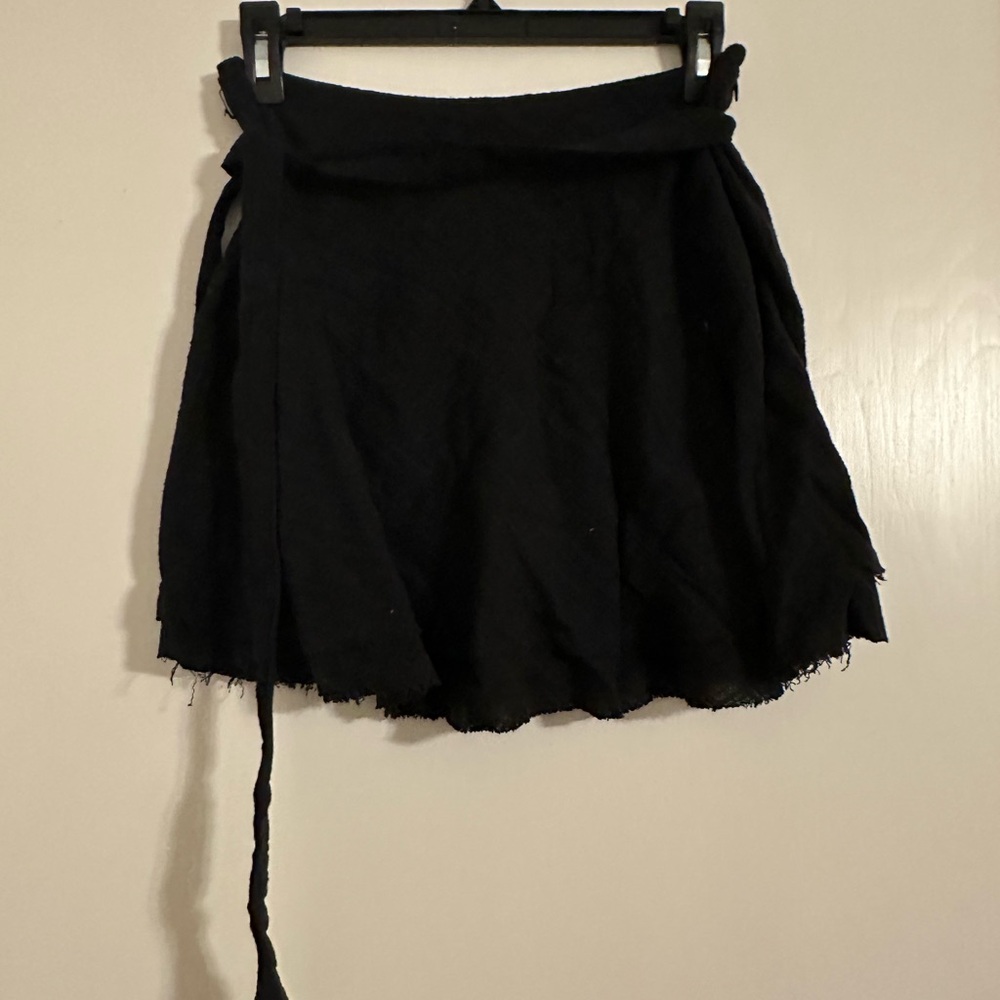 The Lady & The Sailor black faux wrap mini skirt size small